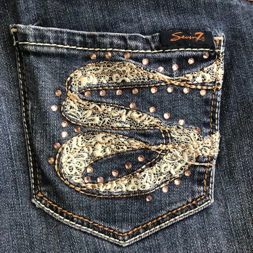 Seven Jeans with Gold stitching and stones